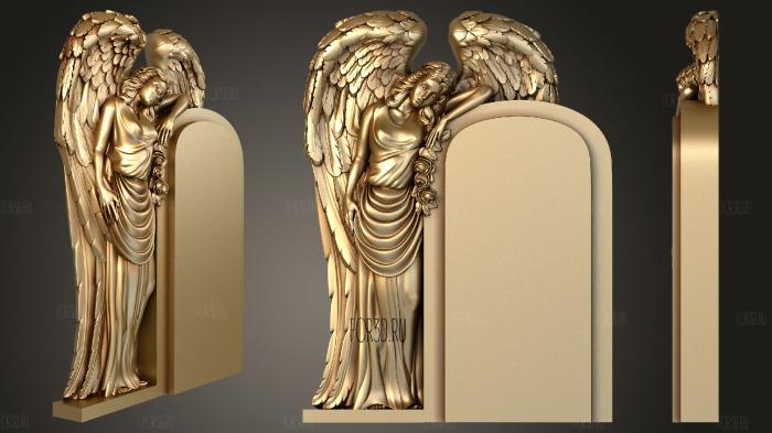 Памятник со стоящим ангелом 3d stl модель для ЧПУ