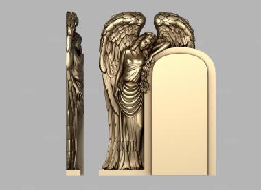 Памятник со стоящим ангелом 3d stl модель для ЧПУ