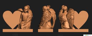 Скульптура ангел и сердце 3d stl модель для ЧПУ