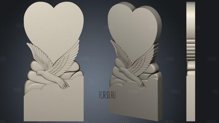 Monument with a dove and a heart stl model for CNC