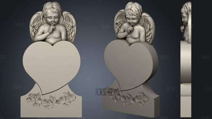 Monument with an angel stl model for CNC