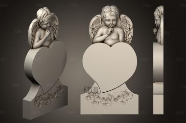Памятник с ангелочком 3d stl модель для ЧПУ