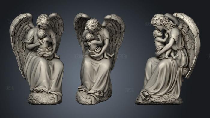 Statue of an angel with a child stl model for CNC