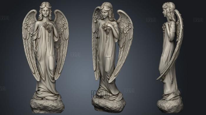 Angel with roses stl model for CNC