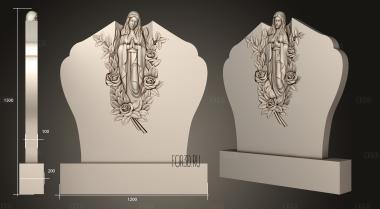 Памятник с ангелом и розами версия1 3d stl модель для ЧПУ