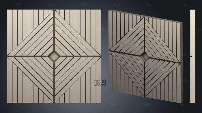 Door panel square with diamond version1 3d stl for CNC