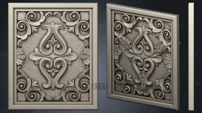 Facade with carved decorations 3d stl for CNC