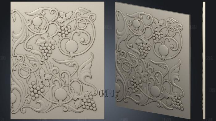 Panel carved with grapes 3d stl for CNC