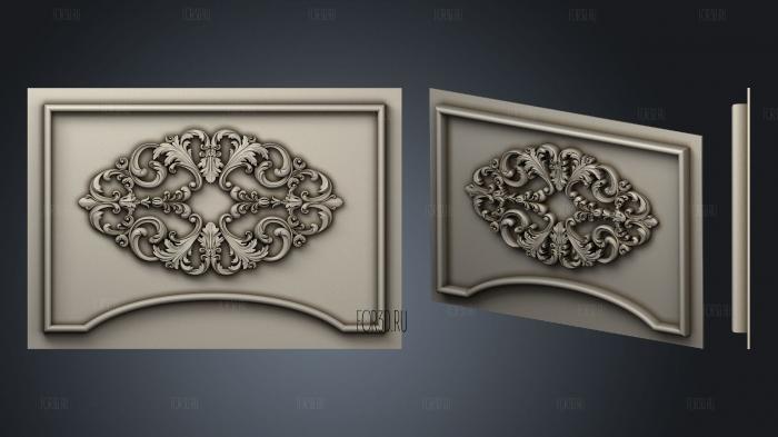 Central facade of the kitchen with carved decoration 3d stl for CNC
