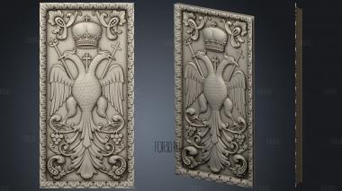 The panel is carved with a double-headed eagle stl model for CNC