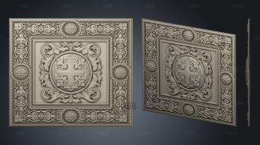 Square carved panel with decr stl model for CNC