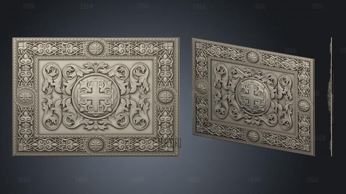 Horizontal carved panel with decoration 3d stl for CNC