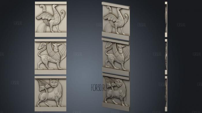 Carved animals in the Old Slavonic style 3d stl for CNC