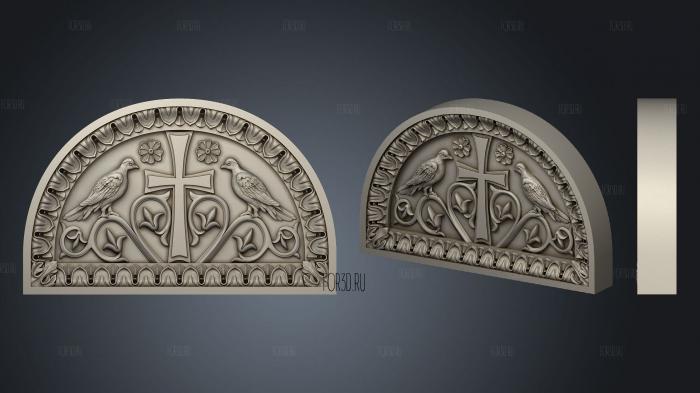 Panel with a cross and birds of paradise elements of the temple in Alapaevsk 3d stl for CNC