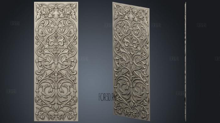 Vertical panel with decoration 3d stl for CNC
