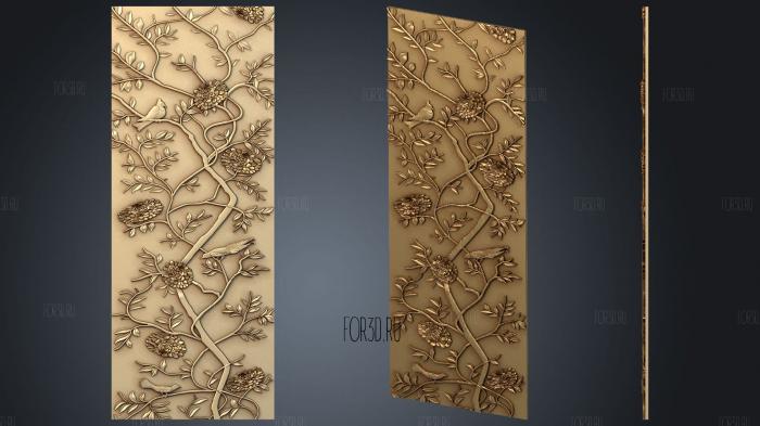 Wall panel with flowers 3d stl for CNC
