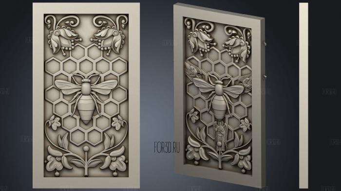 Panel carved with bee 3d stl for CNC