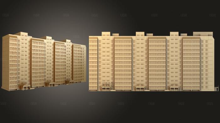 Здание многоэтажного дома 3d stl модель для ЧПУ