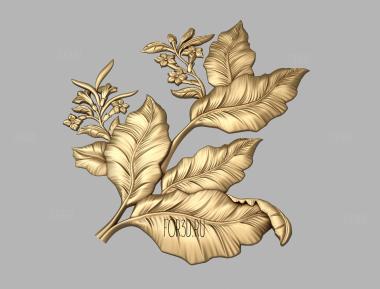 Растительный орнамент с крупными листьями 3d stl модель для ЧПУ
