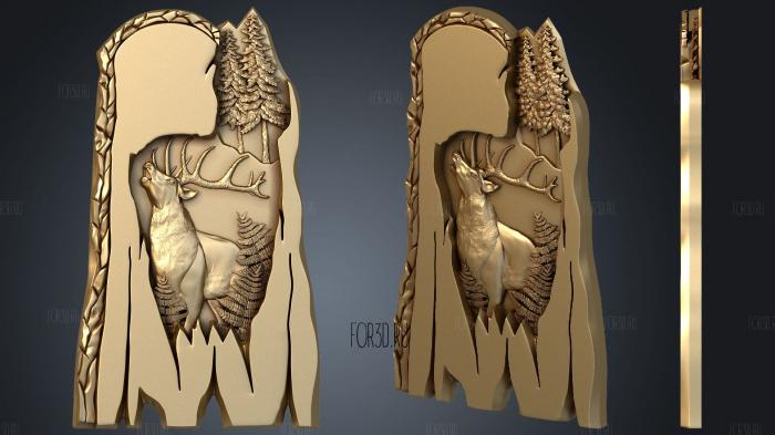 Панно в камне с оленем 3d stl модель для ЧПУ