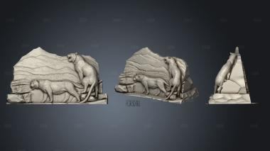 sand sculpture Tigers Sculpture stl model for CNC