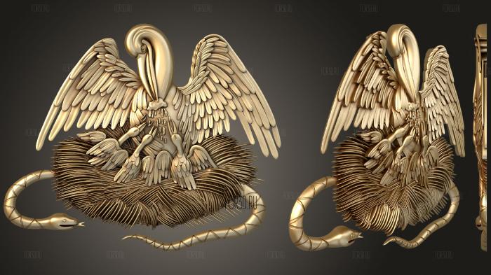 Пеликан с птенцами 3d stl модель для ЧПУ