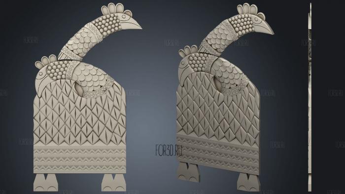 Two-headed carved rooster 3d stl for CNC