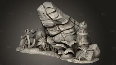 Основной Якорь Пляжного Рельефа и Пальма 3d stl модель для ЧПУ