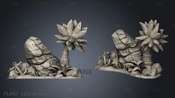 Beach Terrain Core Anchor and Palm Tree stl model for CNC