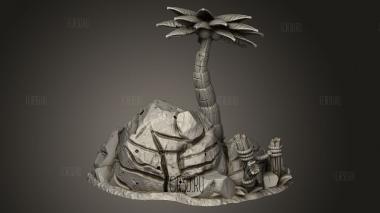 Пляжный Ландшафт Сердцевина Скал Из Пальмовых деревьев 3d stl модель для ЧПУ