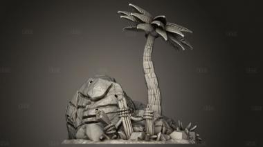 Пляжный Ландшафт Сердцевина Скал Из Пальмовых деревьев 3d stl модель для ЧПУ