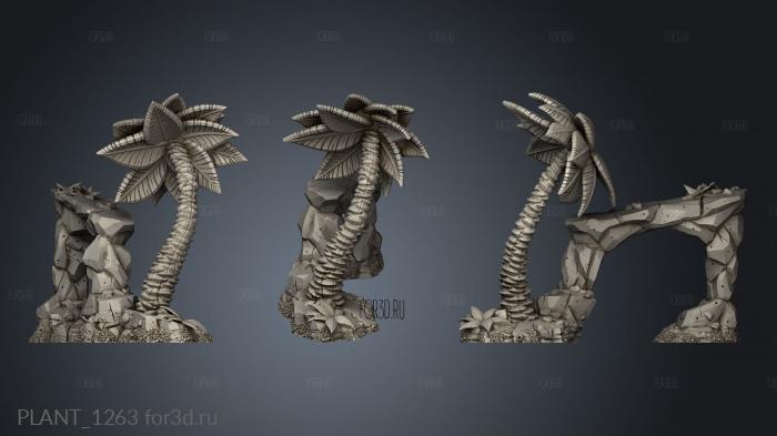 Beach Terrain Shore Rocks Palm Trees Arch Tree stl model for CNC