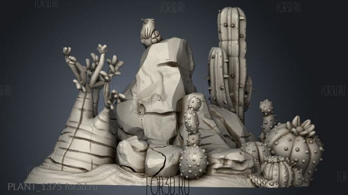 Cactus Fauna and Rocks Big Rock Fox Snake stl model for CNC