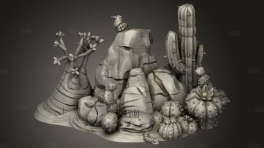 Фауна Кактусов и горные породы Большая Скальная Лисья Змея 3d stl модель для ЧПУ