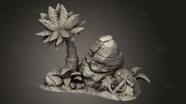 Основной Якорь Пляжного Рельефа и Пальма 3d stl модель для ЧПУ