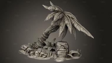 Пляжный Ландшафт Небольшие Участки и Пальмы Искривленное Дерево 3d stl модель для ЧПУ