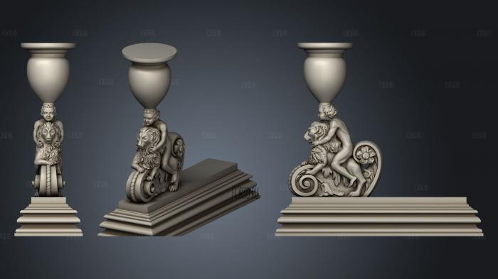 Table leg with a BOY ON a LION 3d stl for CNC