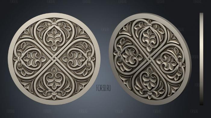 Round rosette with decoration 3d stl for CNC