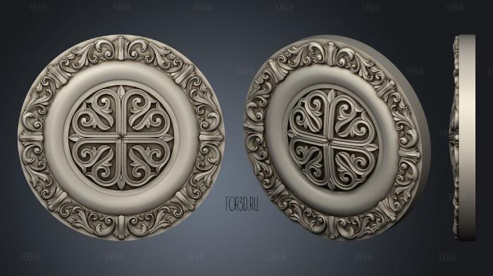 Carved circle with church decoration 3d stl for CNC
