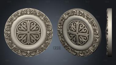 Carved circle with church decoration stl model for CNC