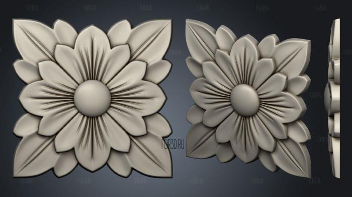 Rosette with a square flower 3d stl for CNC