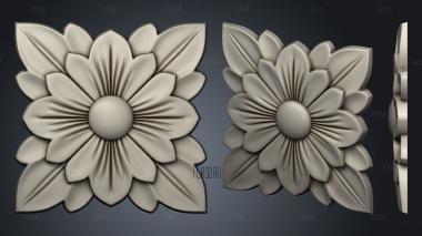 Rosette with a square flower stl model for CNC