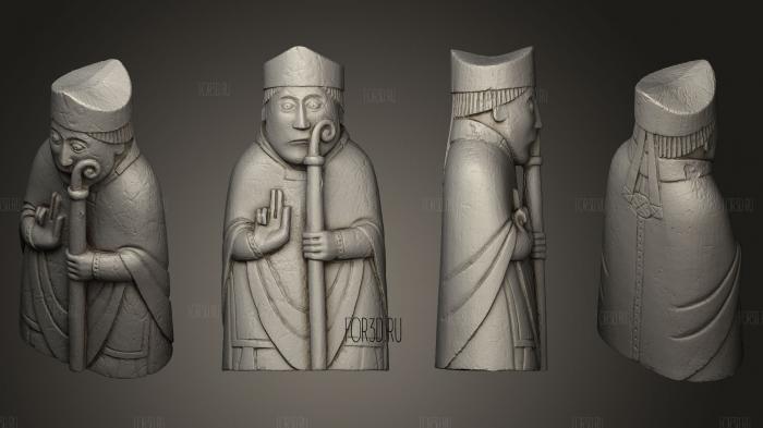 Lewis Chess Piece Bishop 5 stl model for CNC