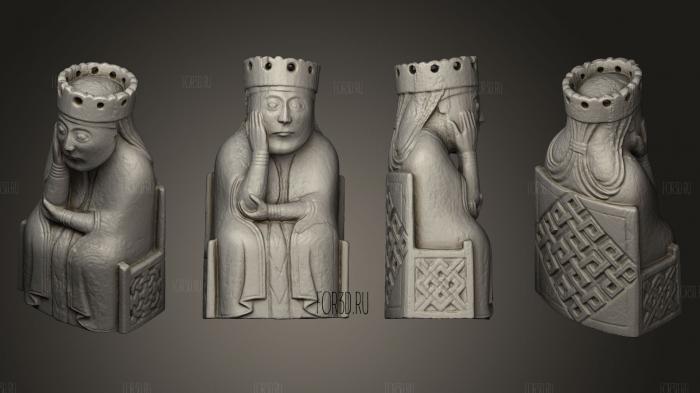 Lewis Chess Piece Queen 21 stl model for CNC