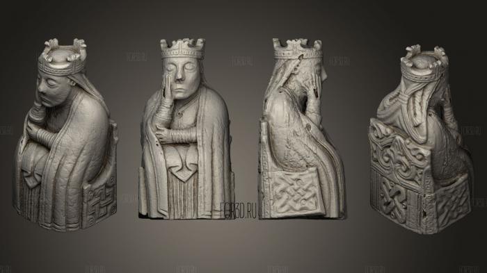 Lewis Chess Piece Queen 22 stl model for CNC