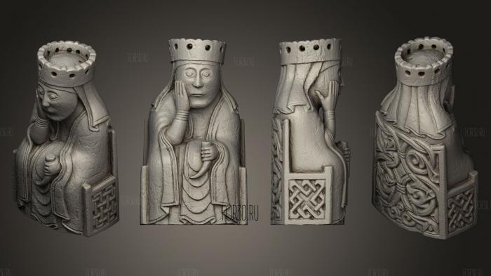 Lewis Chess Piece Queen 23 stl model for CNC