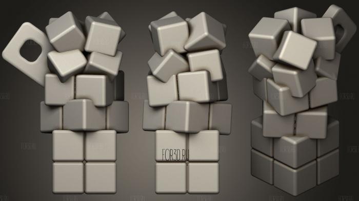 Tiny Crazy Cubes Pendant stl model for CNC