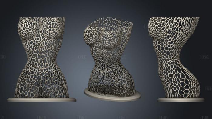 Pencil Pot Female Body Style Voronoi stl model for CNC