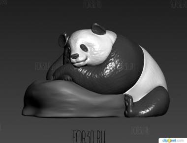 Панда на камне 3d stl модель для ЧПУ