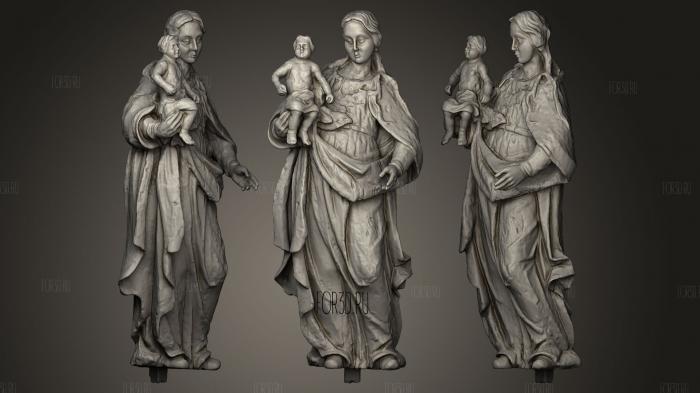 Baroque sculpture of Madonna with Child stl model for CNC